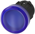 Leuchtmelder, 22mm, rund, Kunststoff, blau, Linse, glatt