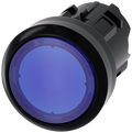 Drucktaster, beleuchtet, 22mm, rund, Kunststoff, blau, Druckknopf