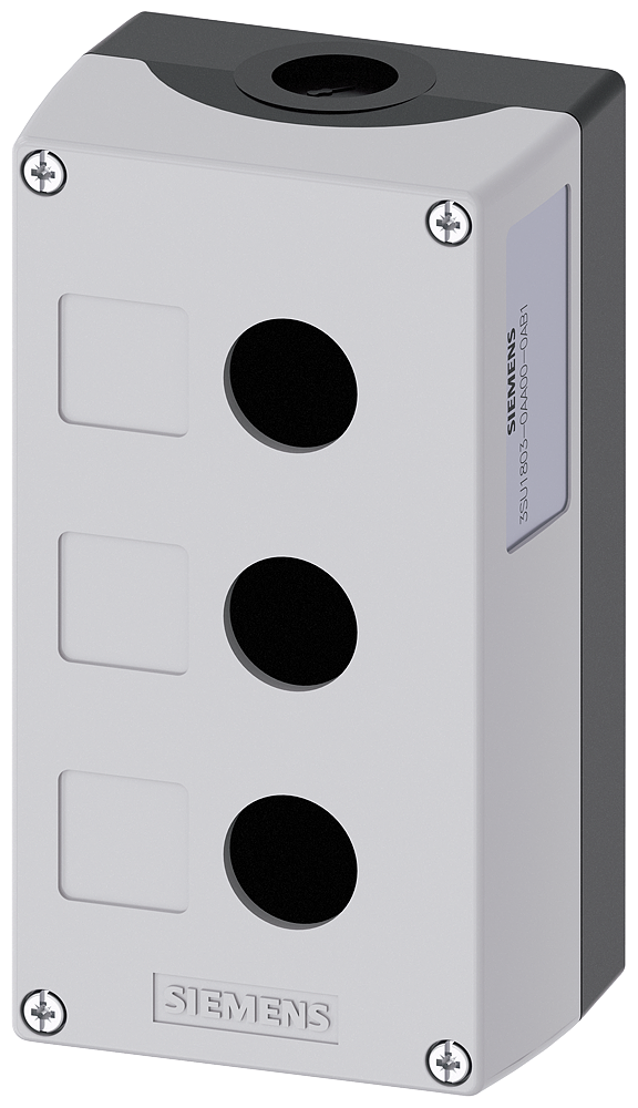 Gehäuse für Befehlsgeräte, 22mm, rund, Kunststoff, grau, 3 Befehlsstellen – Bild 2 von 5