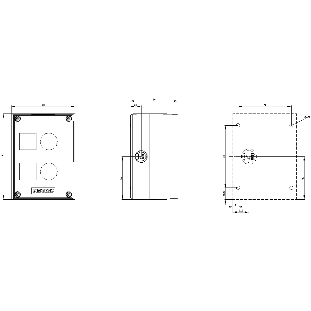 Gehäuse für Befehlsgeräte, 22mm, rund, Kunststoff, grau, 2 Befehlsstellen – Bild 4 von 5
