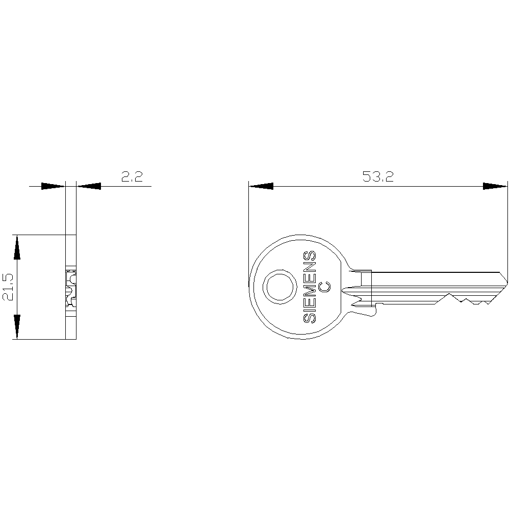 Schlüssel für Schlüsselschalter Siemens, C, Schließnummer SSG 10 – Bild 4 von 5