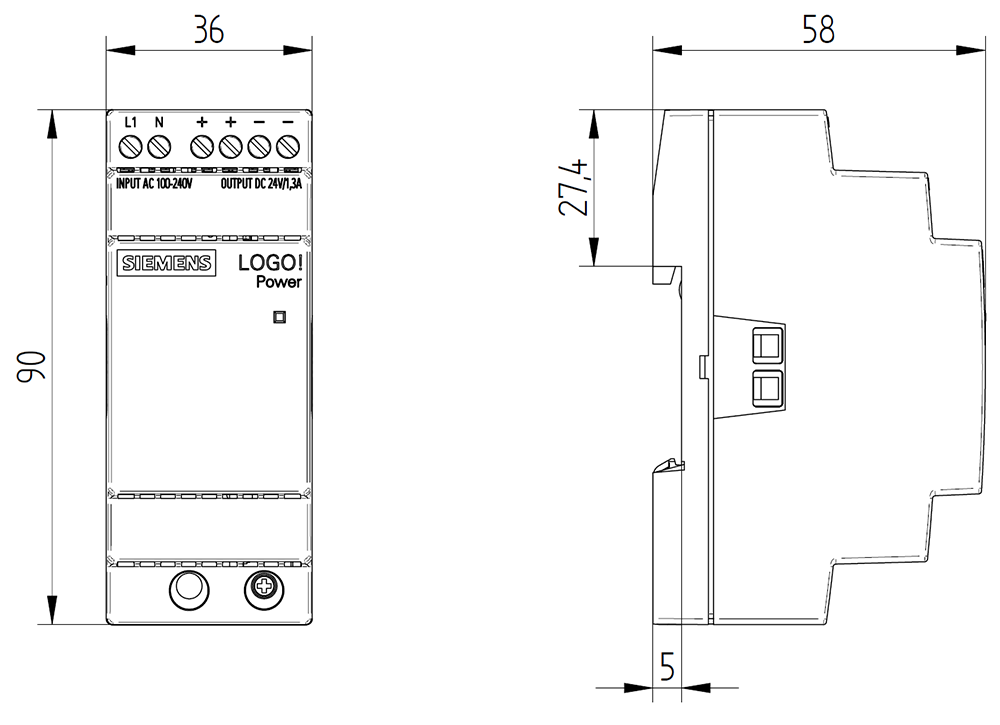 Stromversorgung LOGO!Power, 1-phasig DC 24 V/1,3 A – Bild 5 von 5