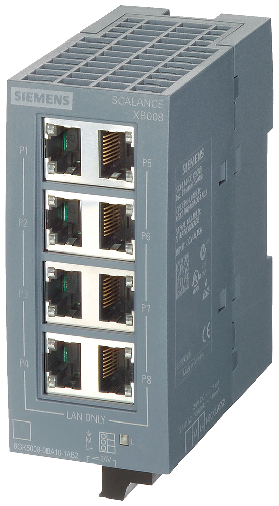 SCALANCE XB008, unmanaged switch, 8x RJ45