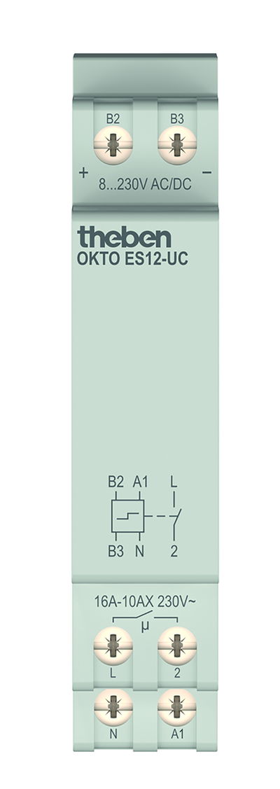 Elektronischer Stromstoßschalter mit 1 Kanal/Kontakt (Schließer) und potenzialfreiem Multispannungseingang