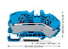 2-Leiter-Verteilereinspeiseklemme 16 mm² seitliche und mittige Beschriftung blau