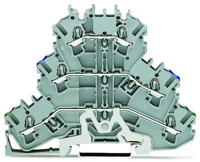Dreistockklemme Schutzleiter-/Durchgangs-/Durchgangsklemme 2,5 mm² grau