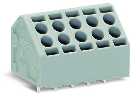 2-Leiter-Leiterplattenklemme,1,5 mm²,Rastermaß 5 mm,grau