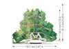 Dreistockklemme 6-Leiter-Schutzleiterklemme 2,5 mm² grün-gelb