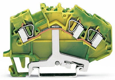 3-Leiter-Schutzleiterklemme 4 mm² mittige Beschriftung grün-gelb