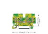 4-Leiter-Schutzleiterklemme 2,5 mm² seitliche Beschriftungsaufnahmen grün-gelb