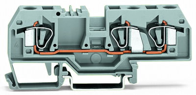 3-Leiter-Durchgangsklemme 6 mm² mittige Beschriftung grau