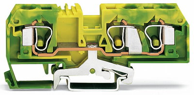 3-Leiter-Schutzleiterklemme 10 mm² mittige Beschriftung grün-gelb