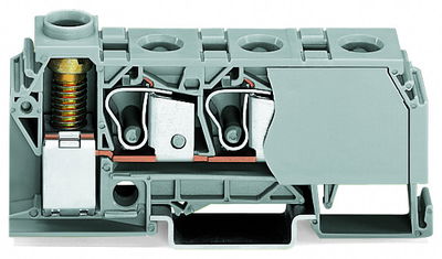 Verteilerklemme 10 mm² seitliche Beschriftungsaufnahmen grau