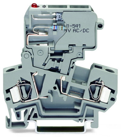 2-Leiter-Sicherungsklemme,mit schwenkbarem Sicherungshalter,für G-Sicherungseinsatz 5 x 20 mm,grau