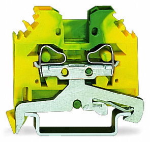2-Leiter-Schutzleiterklemme 4 mm² seitliche Beschriftungsaufnahmen grün-gelb