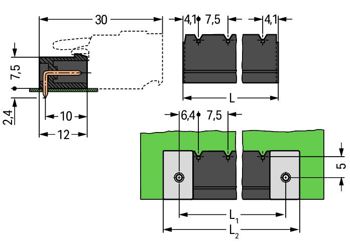 THR-Stiftleiste,Lötstift 1,0 x 1,0 mm,abgewinkelt,schwarz – Bild 2 von 2