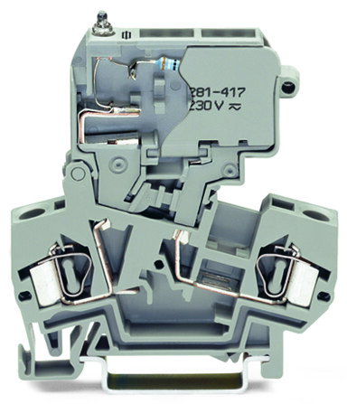 2-Leiter-Sicherungsklemme,mit schwenkbarem Sicherungshalter,für G-Sicherungseinsatz 5 x 20 mm,grau