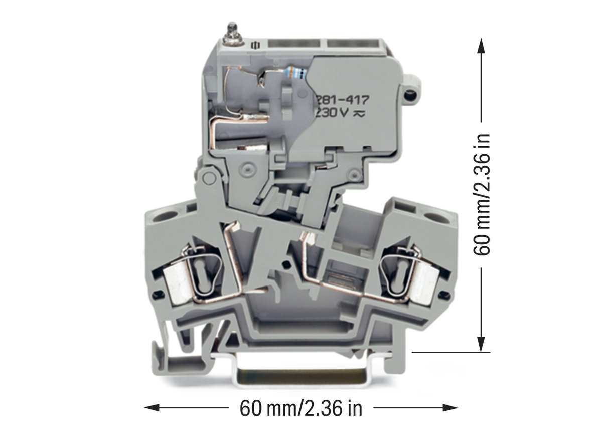 2-Leiter-Sicherungsklemme,mit schwenkbarem Sicherungshalter,für G-Sicherungseinsatz 5 x 20 mm,grau – Bild 2 von 3