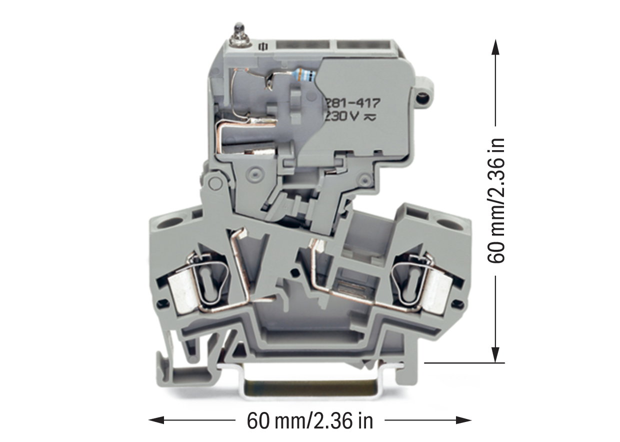 2-Leiter-Sicherungsklemme,mit schwenkbarem Sicherungshalter,für G-Sicherungseinsatz 5 x 20 mm,grau – Bild 2 von 3
