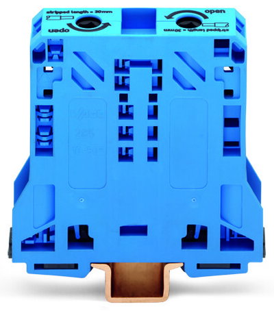 2-Leiter-Durchgangsklemme 50 mm² seitliche Beschriftungsaufnahmen blau