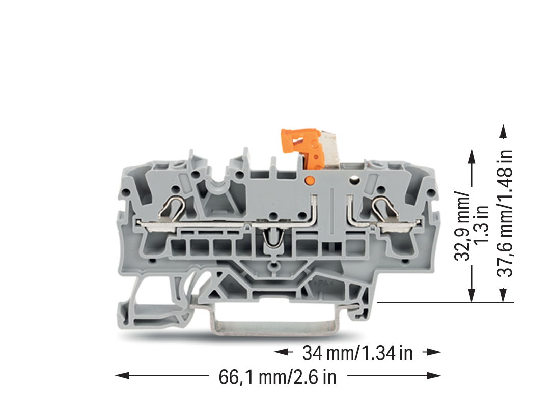 2-Leiter-Trenn- und Messklemme,mit Prüfmöglichkeit,Trennmesserhalter orange,grau – Bild 2 von 3