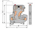 2-Leiter-Sicherungsklemme,mit schwenkbarem Sicherungshalter,für G-Sicherungseinsatz 5 x 20 mm,grau