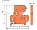 2-Leiter-Sicherungsklemme,mit schwenkbarem Sicherungshalter,für G-Sicherungseinsatz 5 x 20 mm,orange