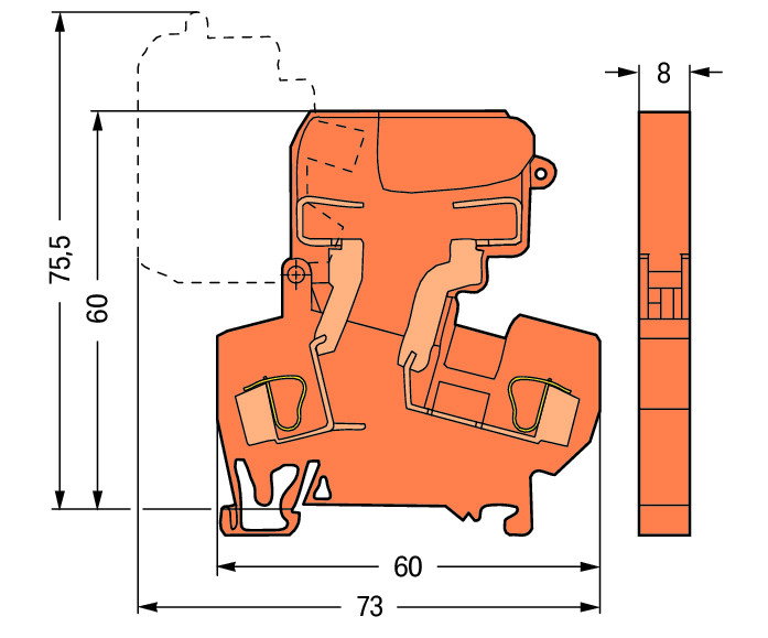2-Leiter-Sicherungsklemme,mit schwenkbarem Sicherungshalter,für G-Sicherungseinsatz 5 x 20 mm,orange – Bild 2 von 2