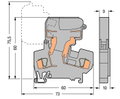2-Leiter-Sicherungsklemme,mit schwenkbarem Sicherungshalter,für G-Sicherungseinsatz ¼" x 1",grau