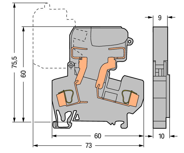 2-Leiter-Sicherungsklemme,mit schwenkbarem Sicherungshalter,für G-Sicherungseinsatz ¼" x 1",grau – Bild 3 von 3