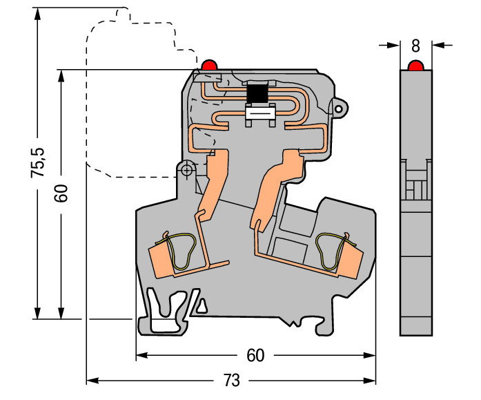 2-Leiter-Sicherungsklemme,mit schwenkbarem Sicherungshalter,für G-Sicherungseinsatz 5 x 20 mm,grau – Bild 2 von 2