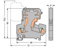 2-Leiter-Sicherungsklemme,mit schwenkbarem Sicherungshalter,für G-Sicherungseinsatz 5 x 20 mm,grau