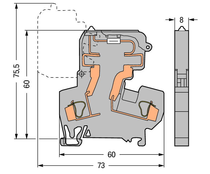 2-Leiter-Sicherungsklemme,mit schwenkbarem Sicherungshalter,für G-Sicherungseinsatz 5 x 20 mm,grau – Bild 2 von 2