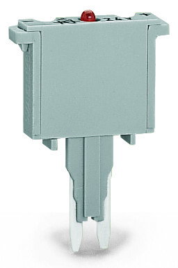 Sicherungsstecker,mit eingelöteter Miniatursicherung,mit Leuchtanzeige,grau