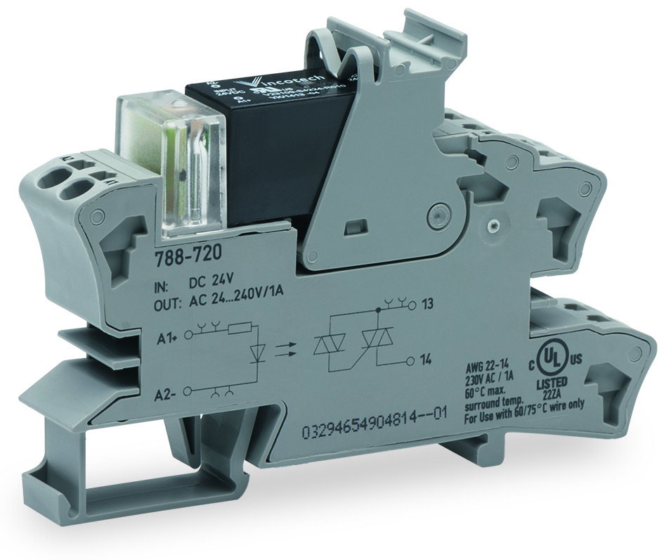 Solid-State-Relaismodul,Eingangsnennspannung DC 24 V,Ausgangsspannungsbereich AC 24 … 240 V,grau