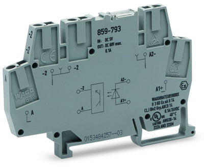 Optokopplermodul,Eingangsnennspannung DC 5 V,Ausgangsspannungsbereich DC 3 … 60 V,grau
