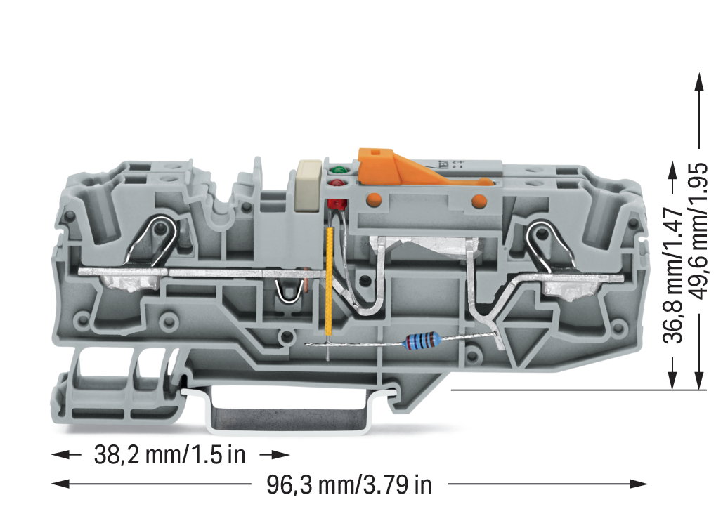 Erdleiter-Trennklemme,mit Prüfmöglichkeit,mit Trennmesserhalter, orange,grau – Bild 2 von 2