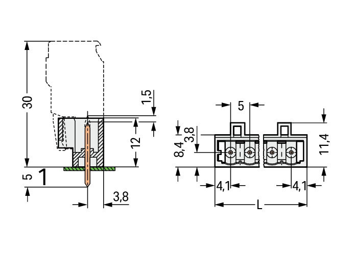 THT-Stiftleiste,Lötstift 1,0 x 1,0 mm,gerade,lichtgrau – Bild 2 von 2