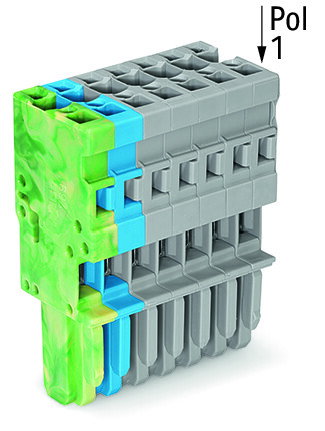 1-Leiter-Federleiste,CAGE CLAMP®,4 mm²,grau/blau/grün-gelb