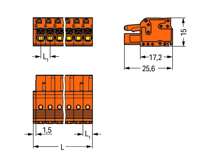 1-Leiter-Federleiste,Drücker,Push-in CAGE CLAMP®,orange – Bild 2 von 2