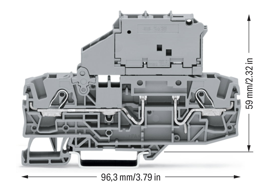 2-Leiter-Sicherungsklemme,mit schwenkbarem Sicherungshalter,für G-Sicherungseinsatz 5 x 30 mm,grau – Bild 2 von 2