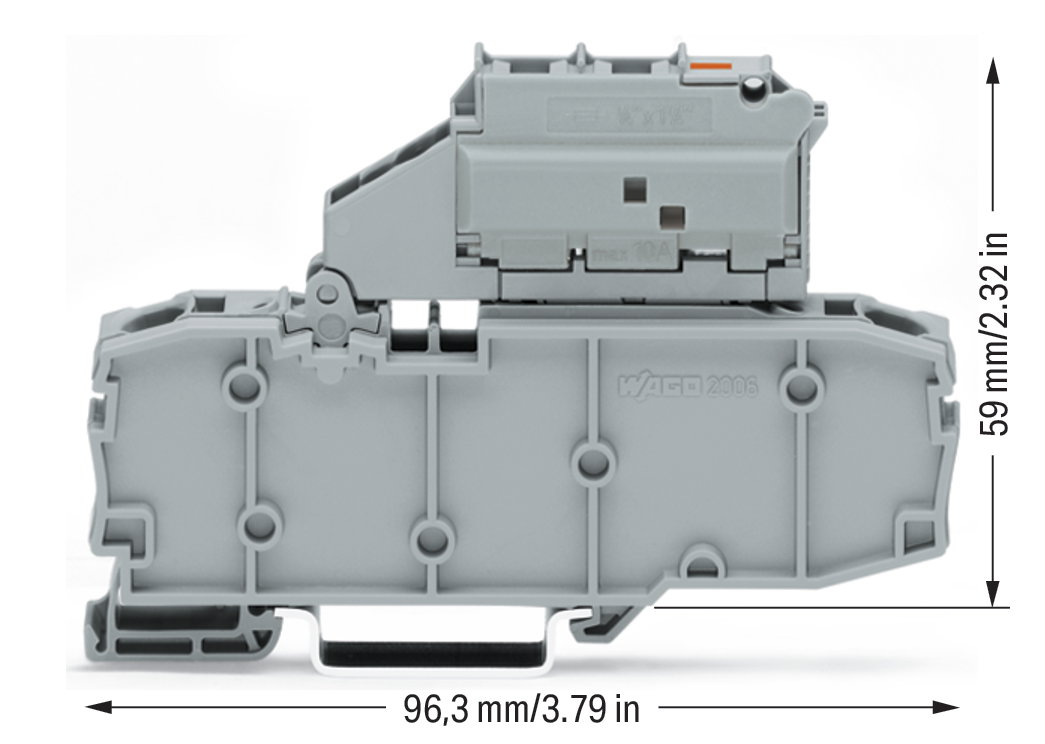 2-Leiter-Sicherungsklemme,mit schwenkbarem Sicherungshalter,mit Abschlussplatte,grau – Bild 2 von 2