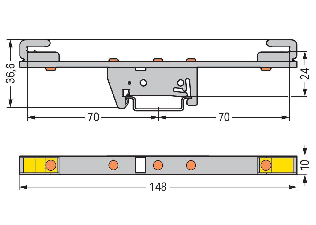 Sammelschienenhalter,für Sammelschienen Cu 10 mm x 3 mm,beidseitig, gerade,silberfarben – Bild 2 von 2