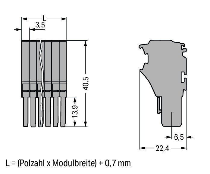 1-Leiter-Federleiste,Push-in CAGE CLAMP®,1,5 mm²,grau – Bild 2 von 2