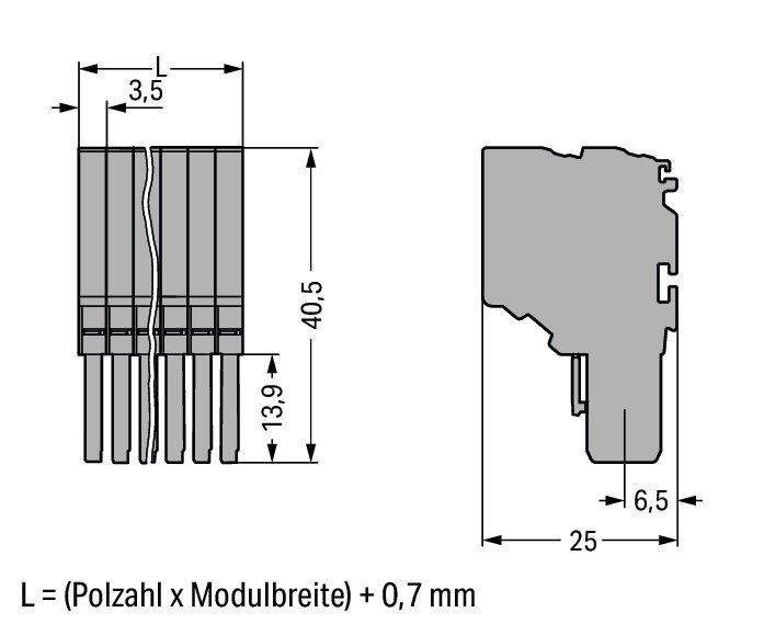 2-Leiter-Federleiste,Push-in CAGE CLAMP®,1,5 mm²,grau – Bild 2 von 2