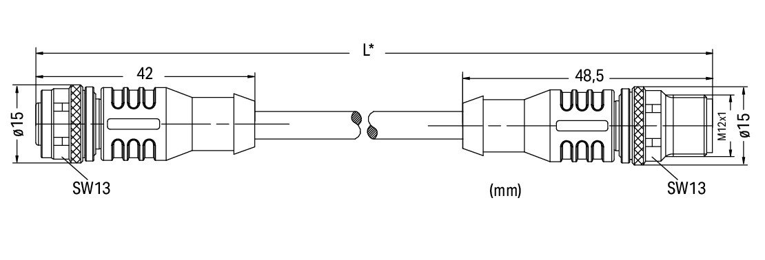 Sensor-/Aktorleitung,M12A-Buchse, axial,M12A-Stecker, axial – Bild 2 von 4