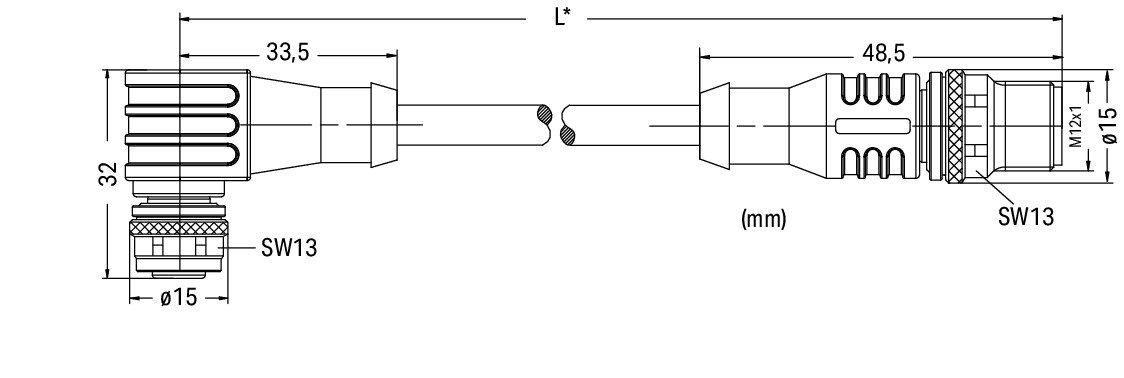 Sensor-/Aktorleitung,M12A-Buchse, winklig,M12A-Stecker, axial – Bild 2 von 4