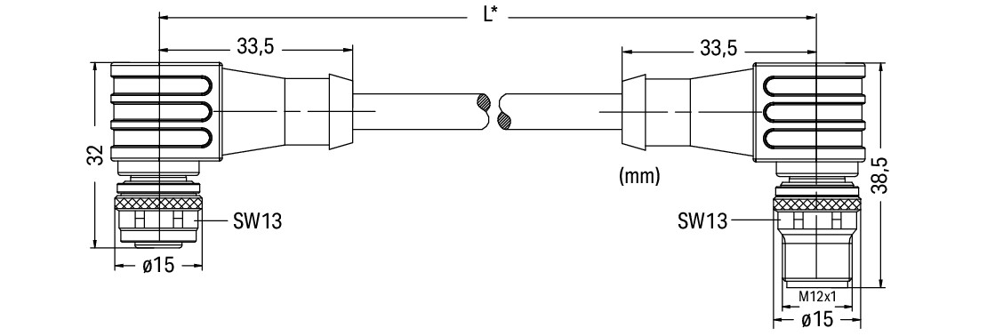 Sensor-/Aktorleitung,M12A-Buchse, winklig,M12A-Stecker, winklig – Bild 2 von 4