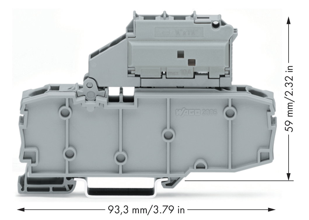 2-Leiter-Sicherungsklemme,mit schwenkbarem Sicherungshalter,für G-Sicherungseinsatz ¼" x 1¼",grau – Bild 2 von 2