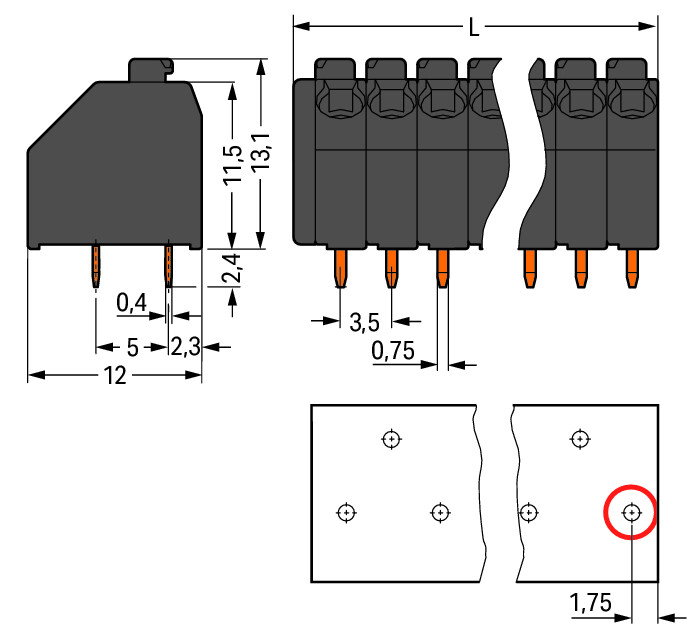 THR-Leiterplattenklemme,Drücker,1,5 mm²,schwarz – Bild 2 von 2